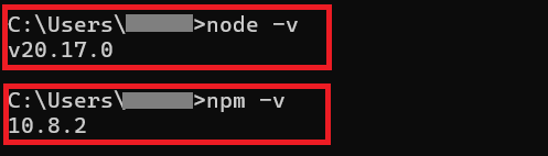 Node.jsとnpmは正しくインストールされていることを確認