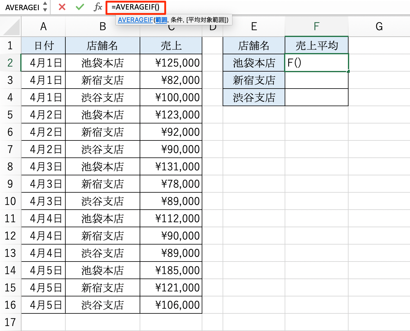 エクセル Averageif関数の使い方 入力方法もわか Udemy メディア