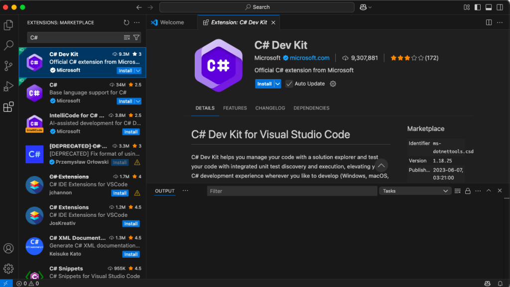 C# 開発キットのダウンロード