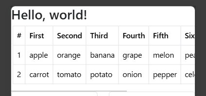 スクロールバーが出現