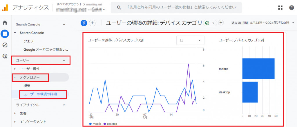 ユーザーの環境の概要：使用デバイスを確認