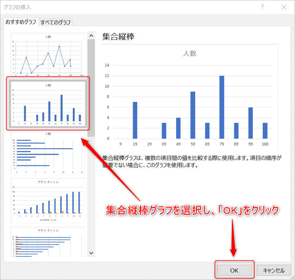 最頻値 エクセル グラフ