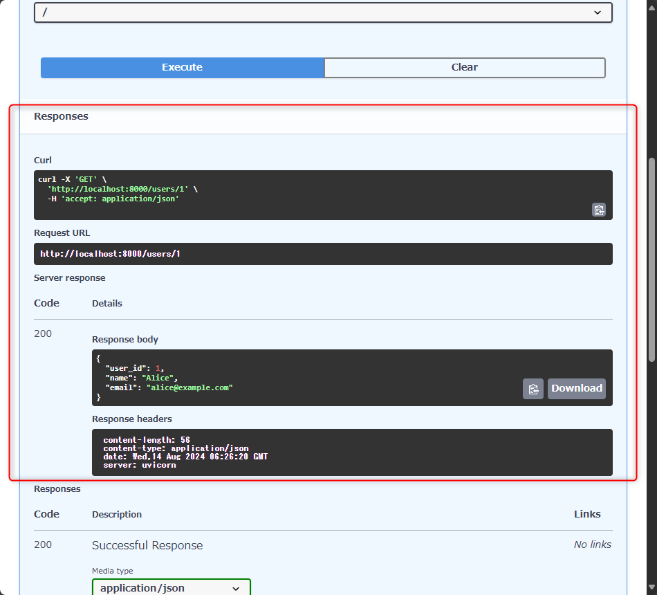 「FastAPI」取得した情報の出力