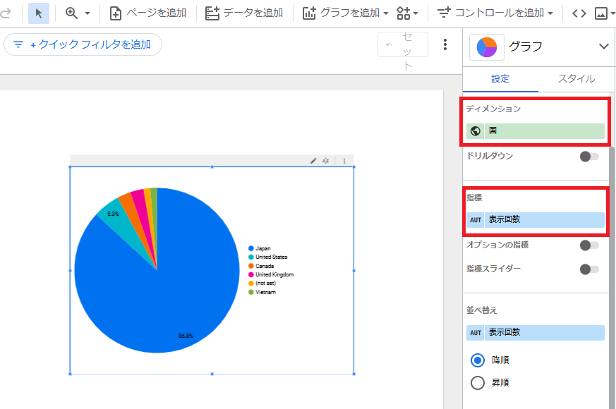 数値の設定