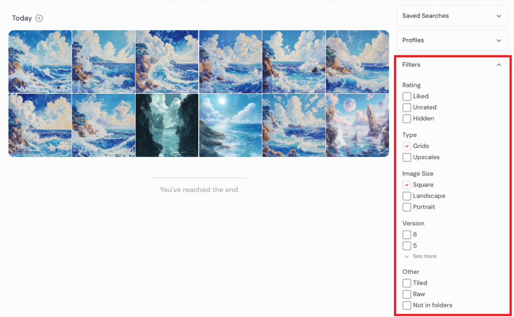 Midjourney-Filterで画像を検索
