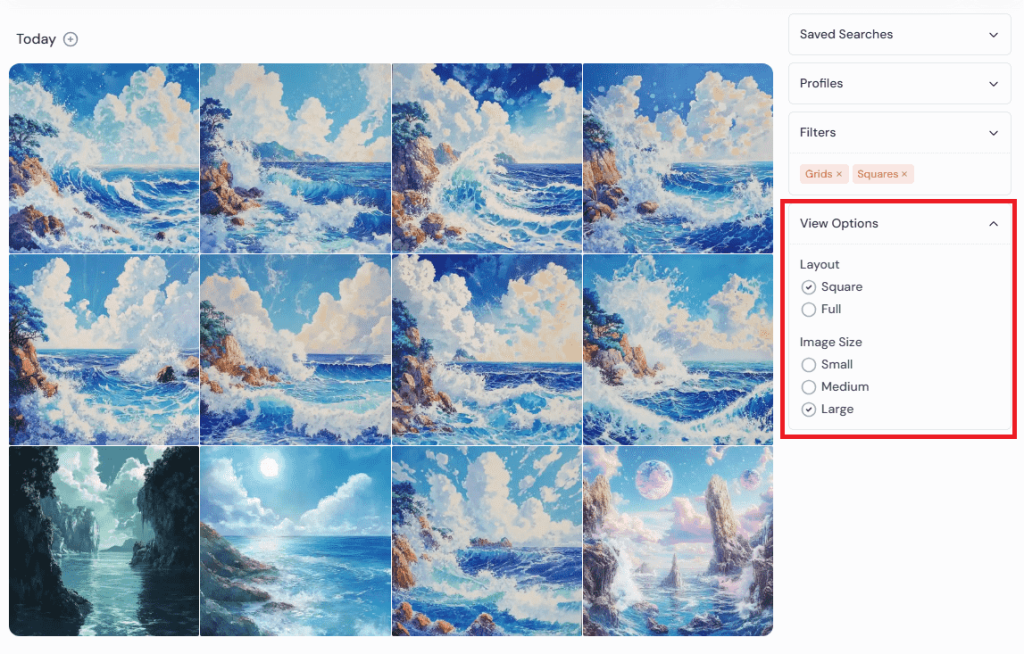 Midjourney-View Optionsで表示サイズを変更