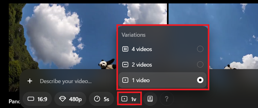 動画のバリエーションの設定