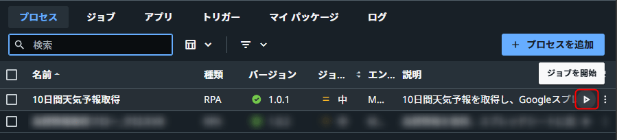プロセスのデプロイ